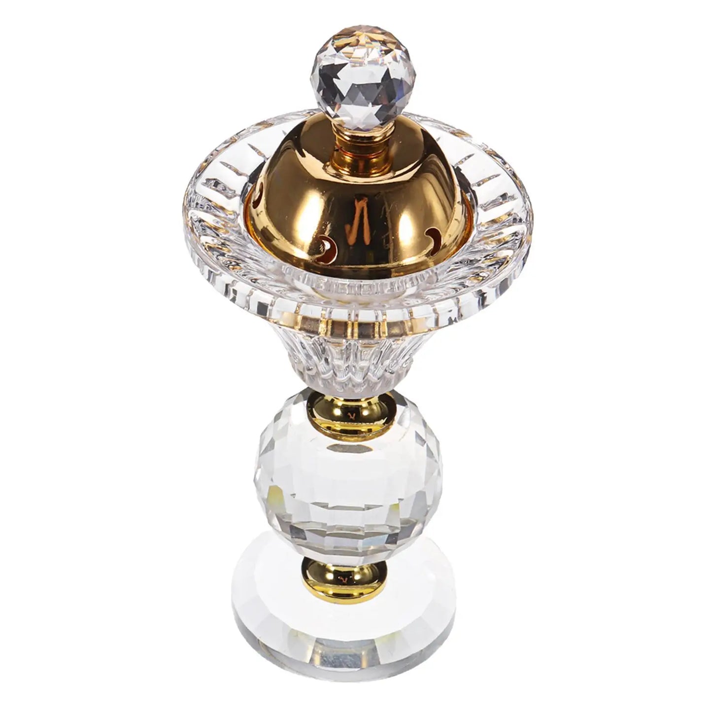 Portable 5.9in Crystal Bakhoor Burner Incense Metal Burners Arabian Style Crystal Incense Holder Home Decor