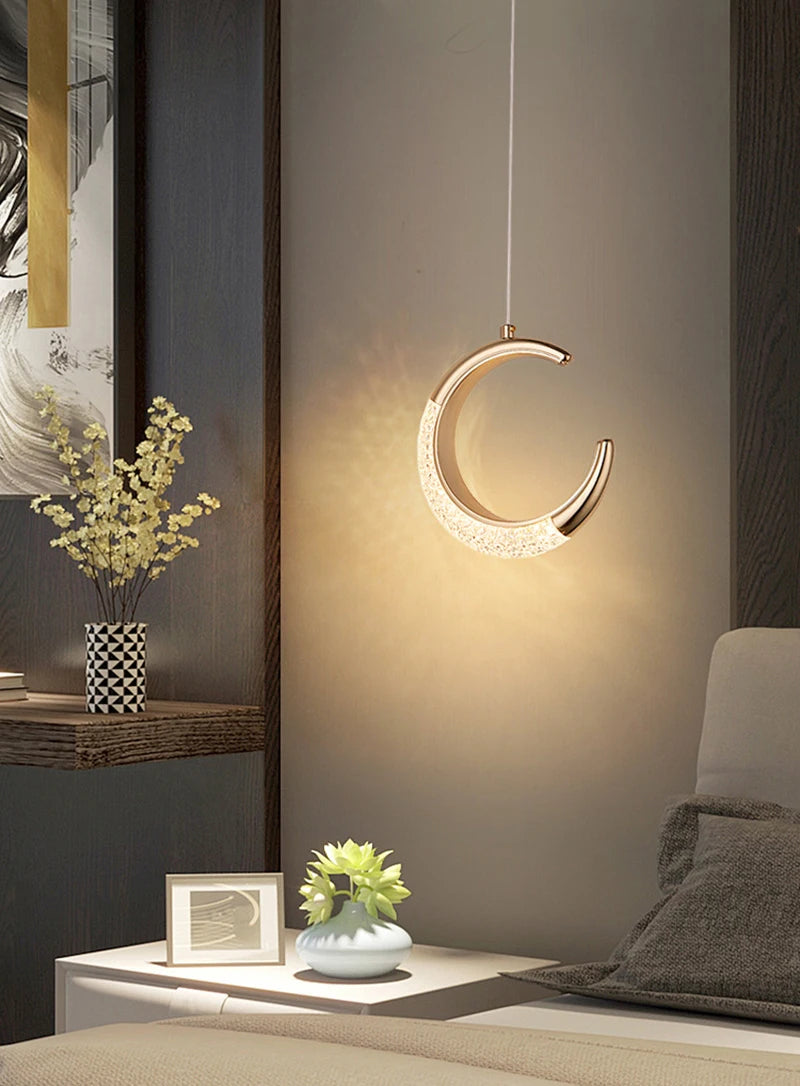 Modern LED Pendant Lights Wall Lamps Ceiling Lamps Acrylic+Alloy Ring/Moon Lamps Indoor Lighting Lustre Home Decor Accessories