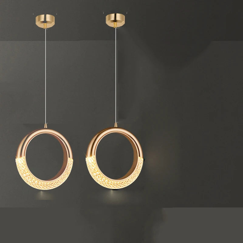 Modern LED Pendant Lights Wall Lamps Ceiling Lamps Acrylic+Alloy Ring/Moon Lamps Indoor Lighting Lustre Home Decor Accessories