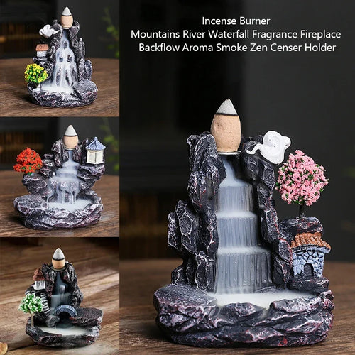 Backflow Incense Holder Waterfall Incense Burner Home Decor Aromatherapy Ornament Incense Cones with Backflow Incense Cones