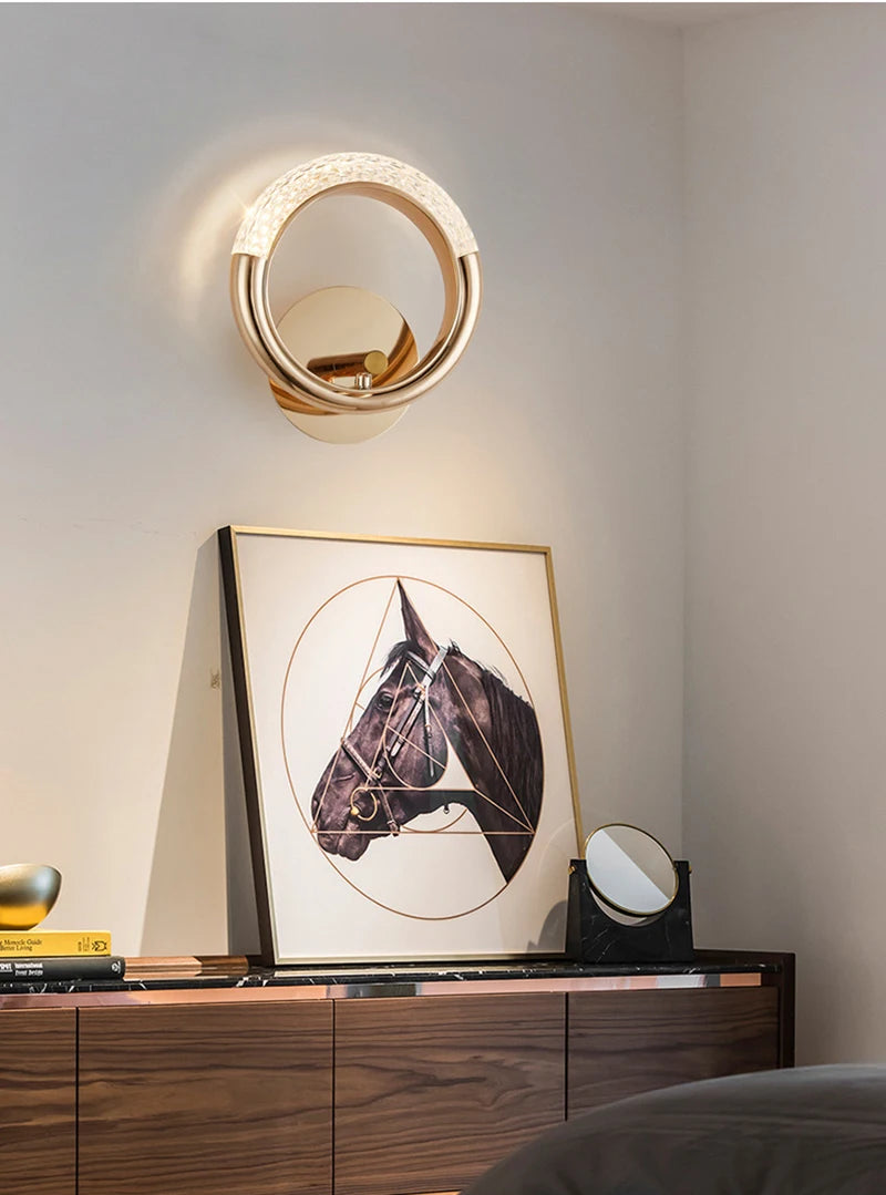 Modern LED Pendant Lights Wall Lamps Ceiling Lamps Acrylic+Alloy Ring/Moon Lamps Indoor Lighting Lustre Home Decor Accessories