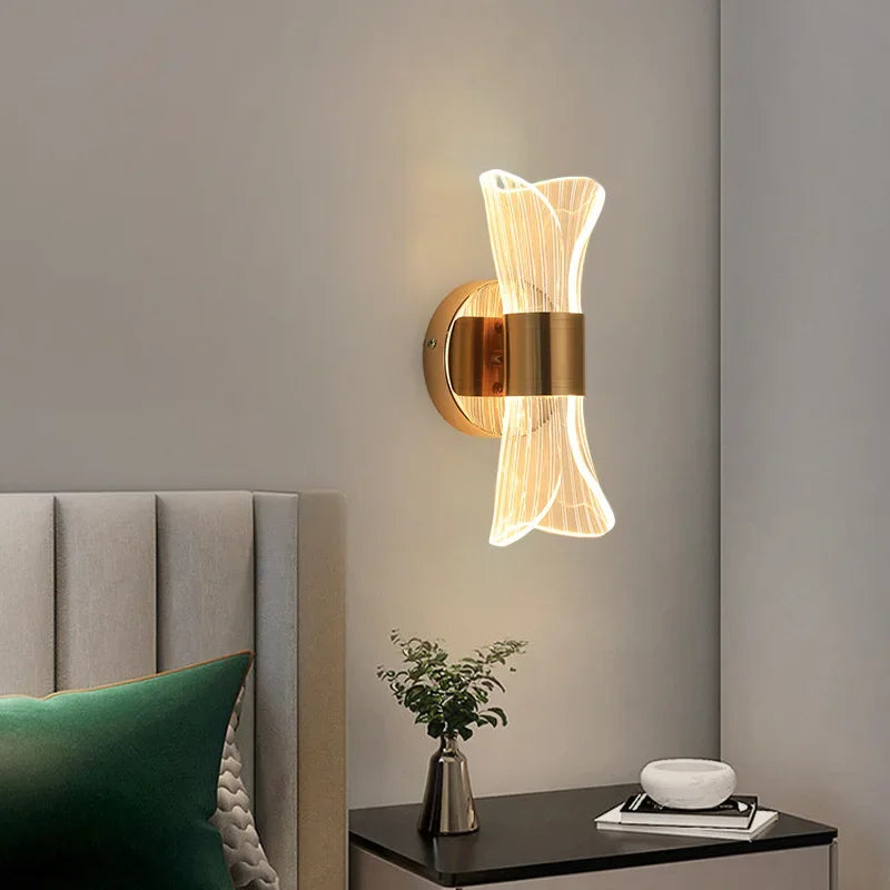 Nordic Modern Luxury Wall Lamp LED Acrylic Background Wall Creative Lamp Bedroom Bedside Hotel Living Room Lighting Decoration