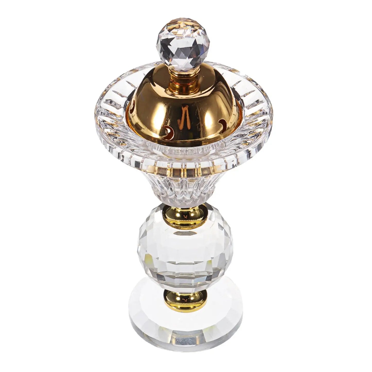 Portable 5.9in Crystal Bakhoor Burner Incense Metal Burners Arabian Style Crystal Incense Holder Home Decor