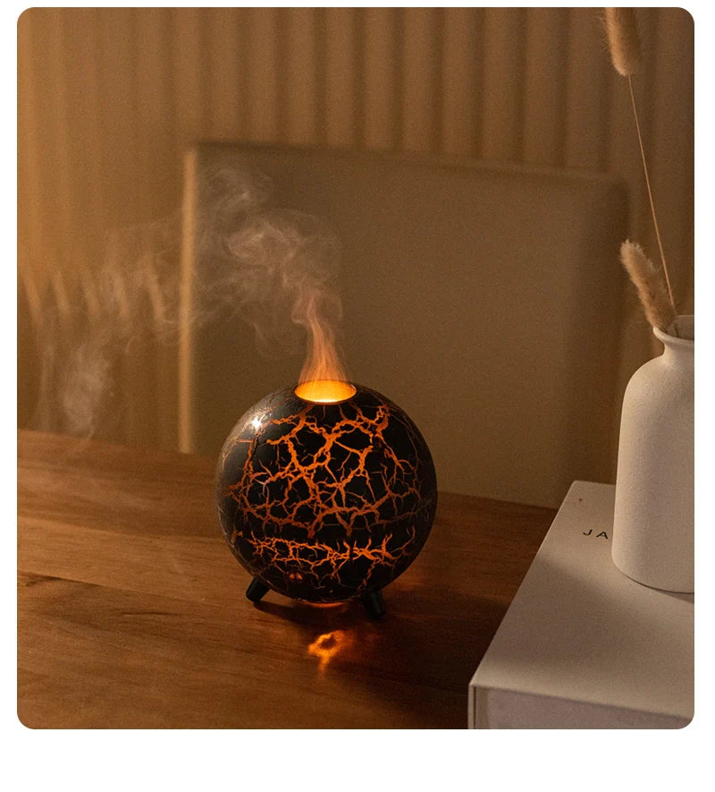 New Creative Ultrasonic Planet Aromatherapy Air Humidifier 200ML USB Spray Fragrance Essential Oil Diffuser Colorful Crack Flame