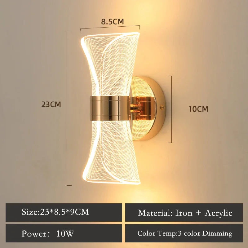 Nordic Modern Luxury Wall Lamp LED Acrylic Background Wall Creative Lamp Bedroom Bedside Hotel Living Room Lighting Decoration