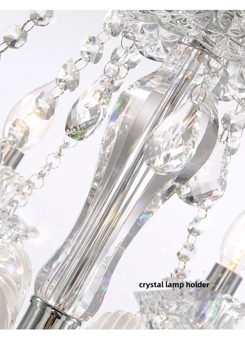 French Lustre Crystal E14 Chandelier Living Room Decor White Glass Pendant Lights Led Ceiling Chandelier For Bedroom Led Lampara