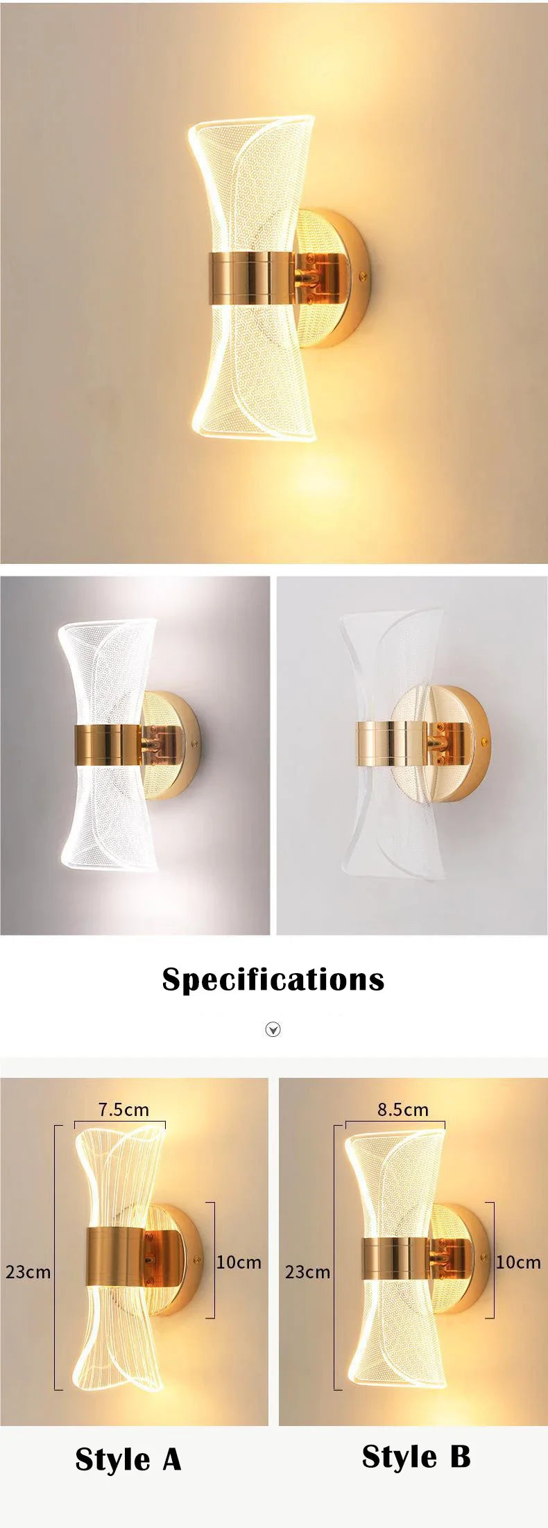 Nordic Modern Luxury Wall Lamp LED Acrylic Background Wall Creative Lamp Bedroom Bedside Hotel Living Room Lighting Decoration