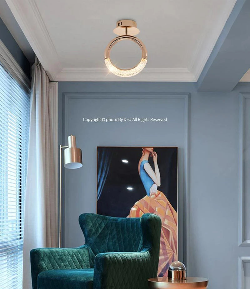 Modern LED Pendant Lights Wall Lamps Ceiling Lamps Acrylic+Alloy Ring/Moon Lamps Indoor Lighting Lustre Home Decor Accessories
