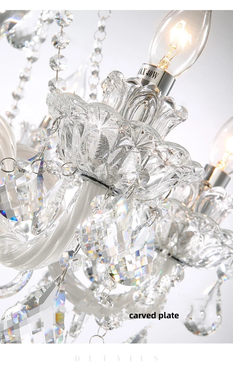 French Lustre Crystal E14 Chandelier Living Room Decor White Glass Pendant Lights Led Ceiling Chandelier For Bedroom Led Lampara