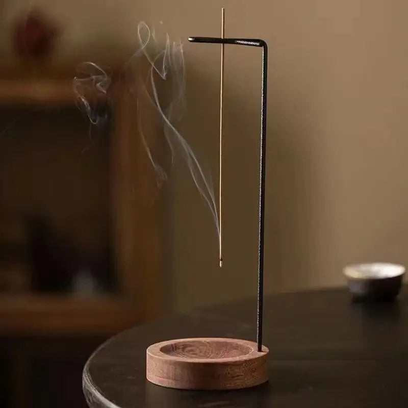Creative Upside Down Incense Burner Incense Stick Holder Wooden Round Incense Tray Ornament Bedroom Home Yoga Decoration Crafts