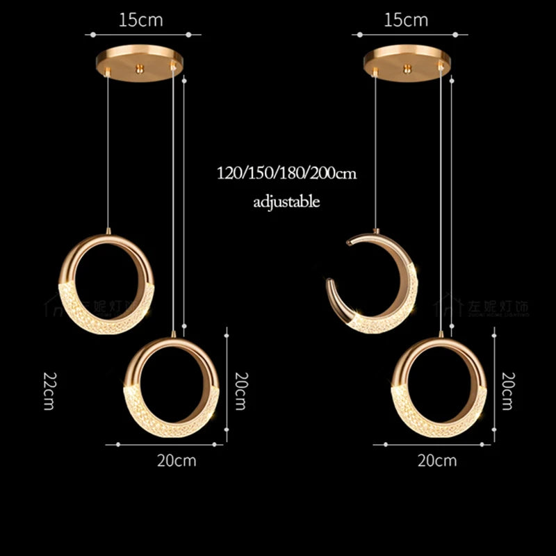 Modern LED Pendant Lights Wall Lamps Ceiling Lamps Acrylic+Alloy Ring/Moon Lamps Indoor Lighting Lustre Home Decor Accessories