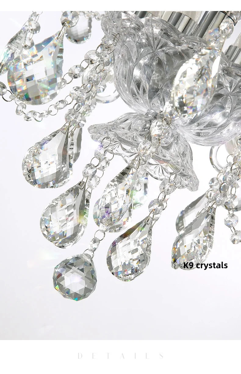 French Lustre Crystal E14 Chandelier Living Room Decor White Glass Pendant Lights Led Ceiling Chandelier For Bedroom Led Lampara