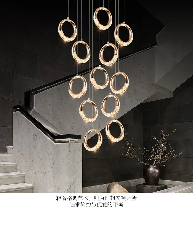 Modern LED Pendant Lights Wall Lamps Ceiling Lamps Acrylic+Alloy Ring/Moon Lamps Indoor Lighting Lustre Home Decor Accessories