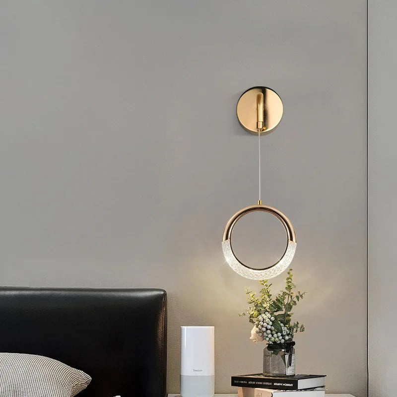 Modern LED Pendant Lights Wall Lamps Ceiling Lamps Acrylic+Alloy Ring/Moon Lamps Indoor Lighting Lustre Home Decor Accessories