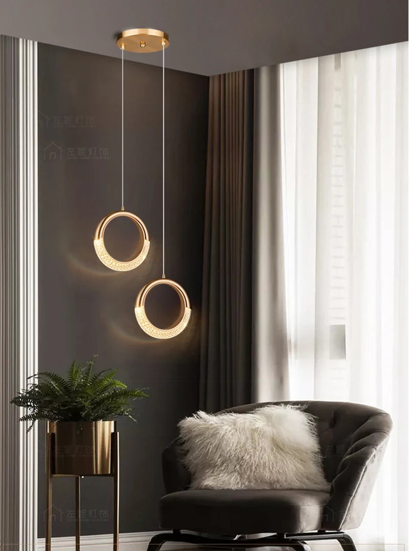 Modern LED Pendant Lights Wall Lamps Ceiling Lamps Acrylic+Alloy Ring/Moon Lamps Indoor Lighting Lustre Home Decor Accessories