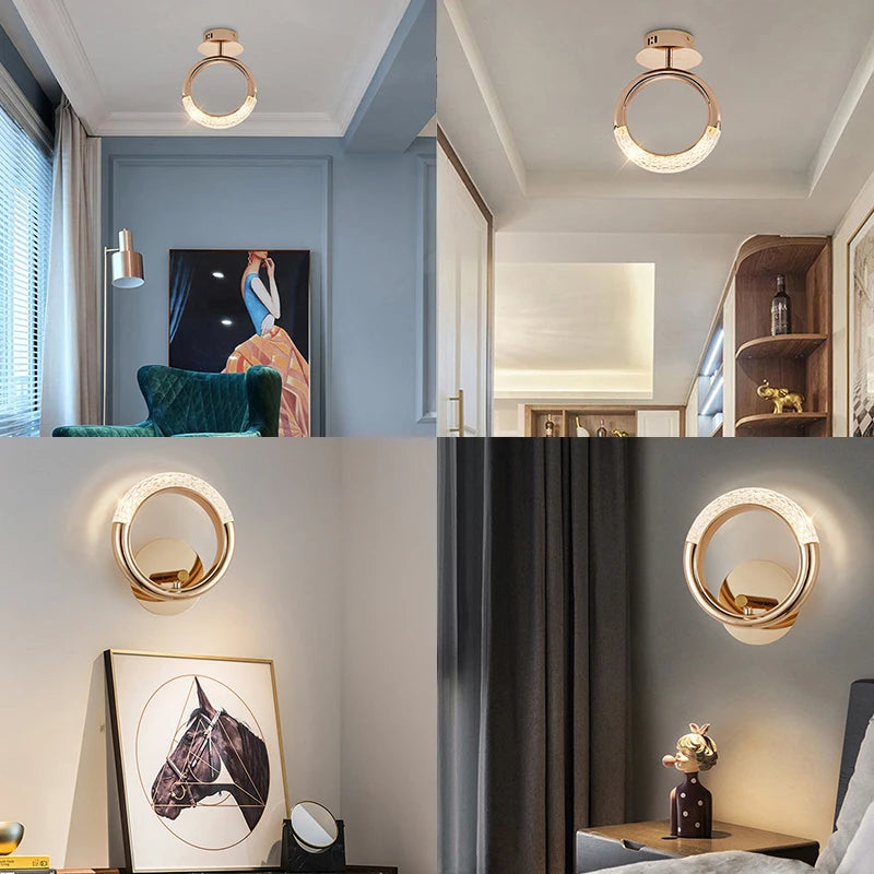Modern LED Pendant Lights Wall Lamps Ceiling Lamps Acrylic+Alloy Ring/Moon Lamps Indoor Lighting Lustre Home Decor Accessories