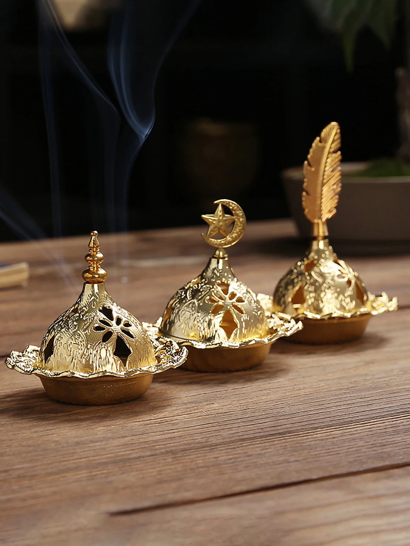 1pc, Hollow Middle East Golden IncenseBurner, osque Shape Incense Burner,Ramadan Kareem Burner, ElD FestiveIncense Burner, Candl