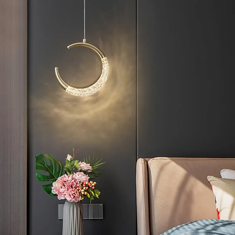 Modern LED Pendant Lights Wall Lamps Ceiling Lamps Acrylic+Alloy Ring/Moon Lamps Indoor Lighting Lustre Home Decor Accessories