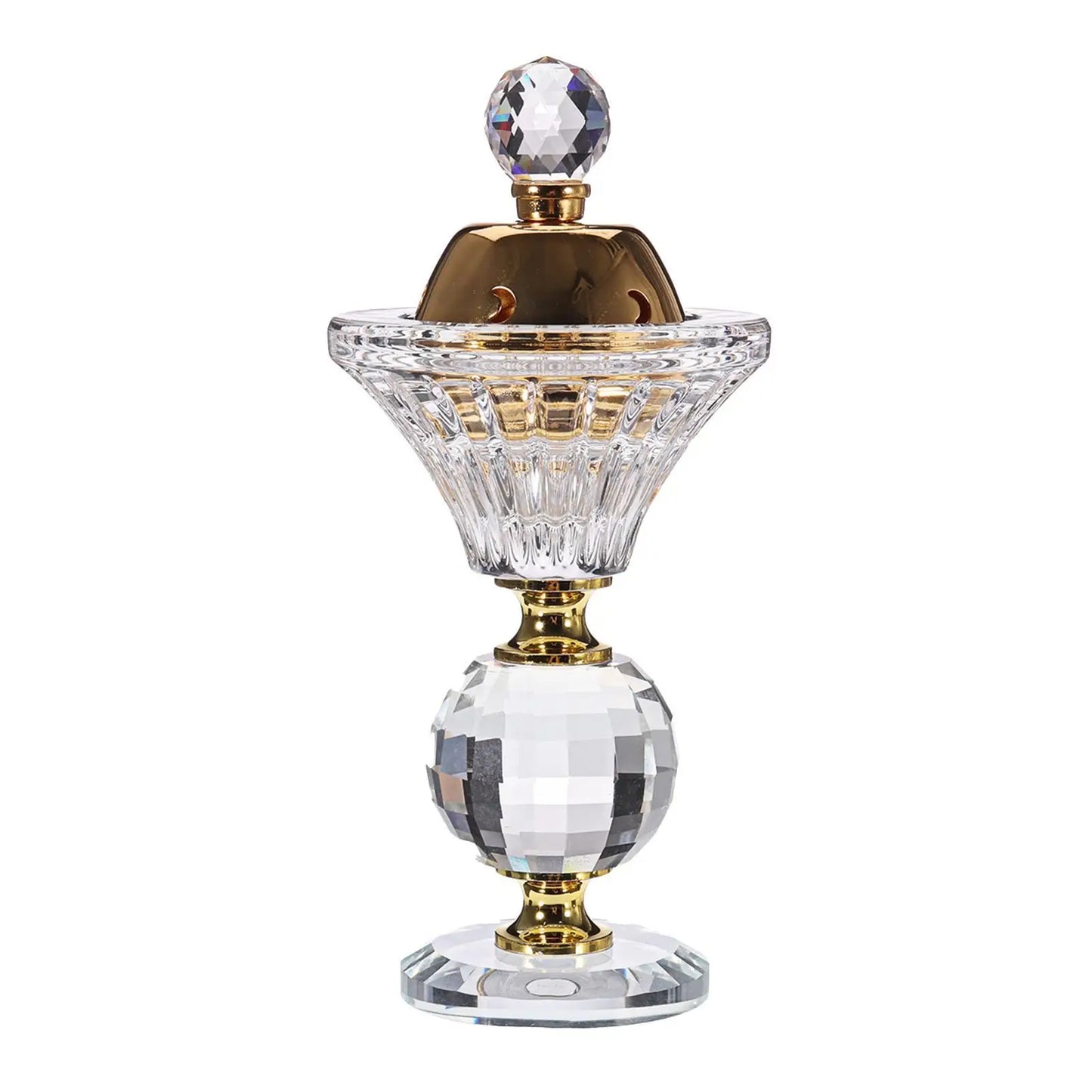 Portable 5.9in Crystal Bakhoor Burner Incense Metal Burners Arabian Style Crystal Incense Holder Home Decor