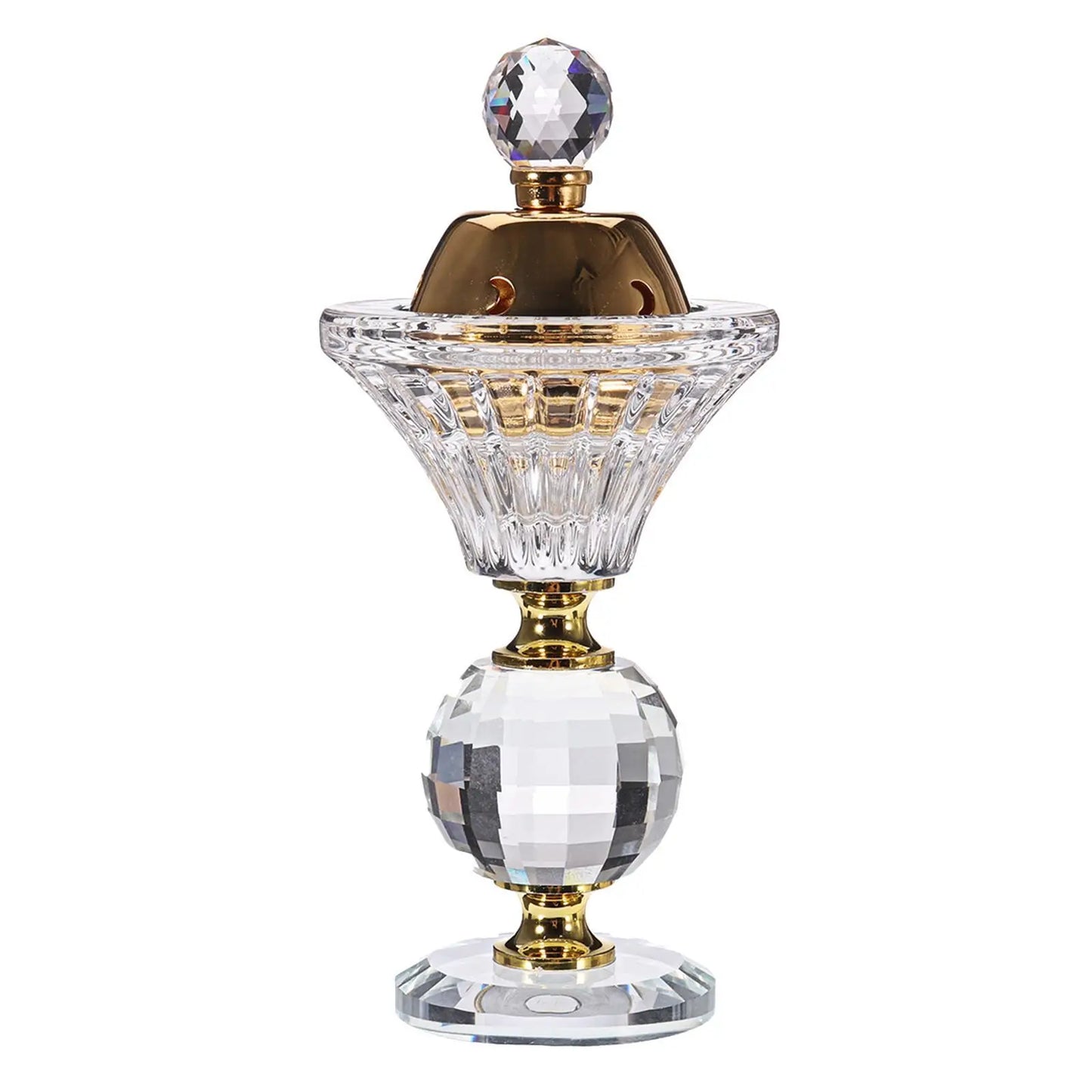 Portable 5.9in Crystal Bakhoor Burner Incense Metal Burners Arabian Style Crystal Incense Holder Home Decor