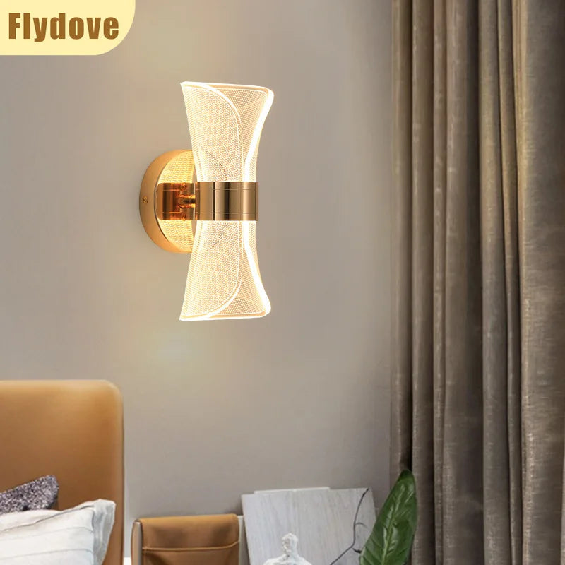 Nordic Modern Luxury Wall Lamp LED Acrylic Background Wall Creative Lamp Bedroom Bedside Hotel Living Room Lighting Decoration