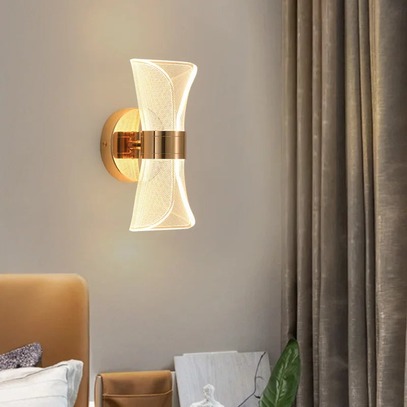 Nordic Modern Luxury Wall Lamp LED Acrylic Background Wall Creative Lamp Bedroom Bedside Hotel Living Room Lighting Decoration