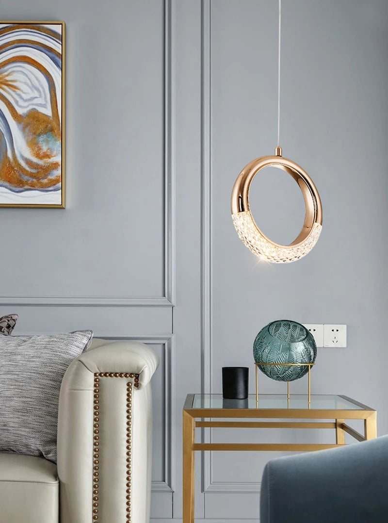Modern LED Pendant Lights Wall Lamps Ceiling Lamps Acrylic+Alloy Ring/Moon Lamps Indoor Lighting Lustre Home Decor Accessories