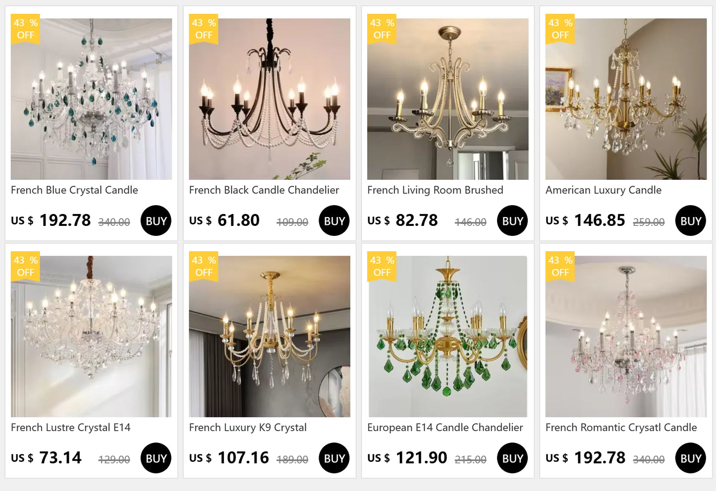 French Lustre Crystal E14 Chandelier Living Room Decor White Glass Pendant Lights Led Ceiling Chandelier For Bedroom Led Lampara