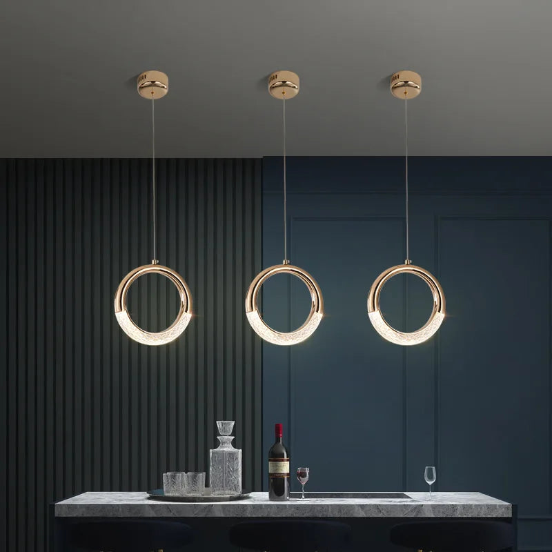 Modern LED Pendant Lights Wall Lamps Ceiling Lamps Acrylic+Alloy Ring/Moon Lamps Indoor Lighting Lustre Home Decor Accessories