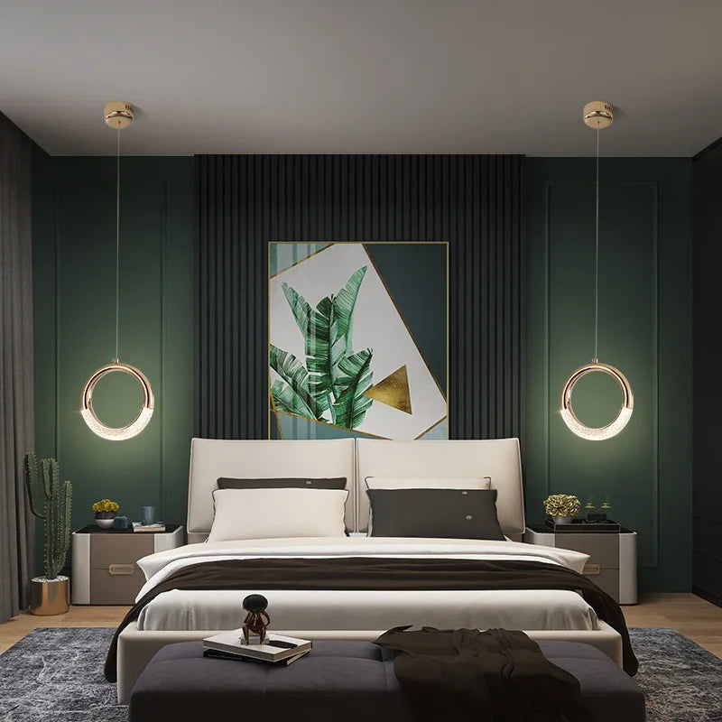Modern LED Pendant Lights Wall Lamps Ceiling Lamps Acrylic+Alloy Ring/Moon Lamps Indoor Lighting Lustre Home Decor Accessories