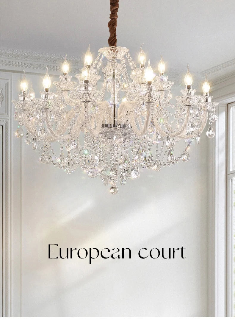 French Lustre Crystal E14 Chandelier Living Room Decor White Glass Pendant Lights Led Ceiling Chandelier For Bedroom Led Lampara