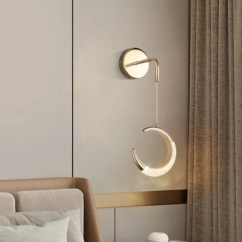 Modern LED Pendant Lights Wall Lamps Ceiling Lamps Acrylic+Alloy Ring/Moon Lamps Indoor Lighting Lustre Home Decor Accessories