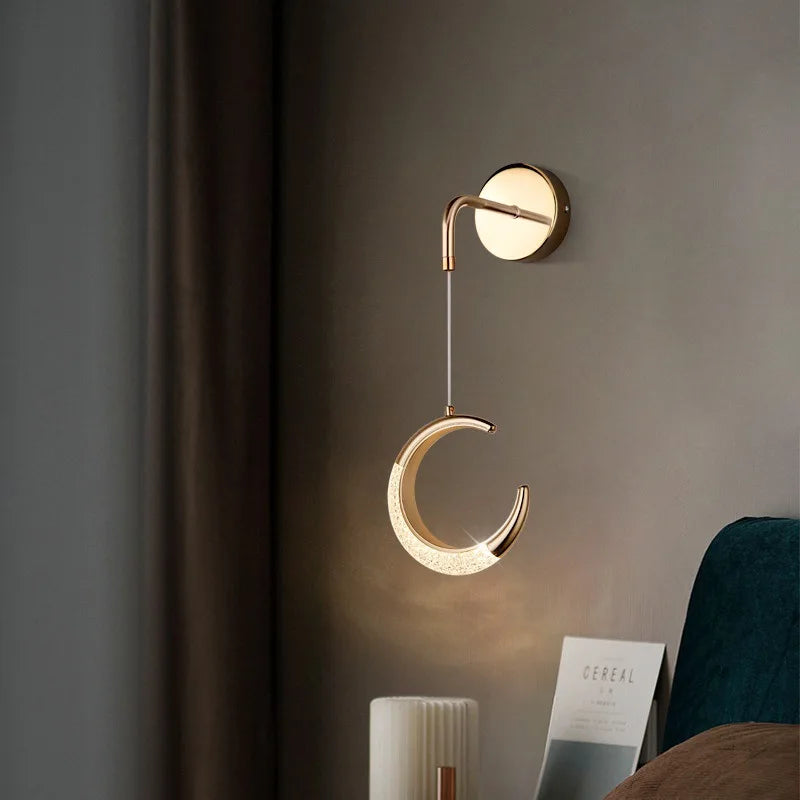 Modern LED Pendant Lights Wall Lamps Ceiling Lamps Acrylic+Alloy Ring/Moon Lamps Indoor Lighting Lustre Home Decor Accessories