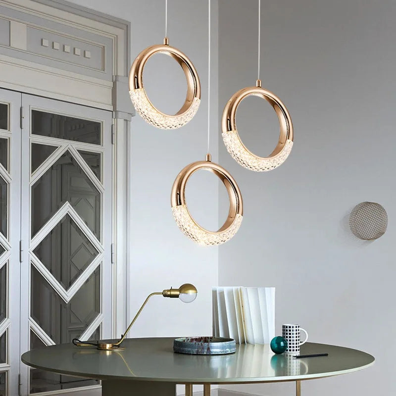 Modern LED Pendant Lights Wall Lamps Ceiling Lamps Acrylic+Alloy Ring/Moon Lamps Indoor Lighting Lustre Home Decor Accessories