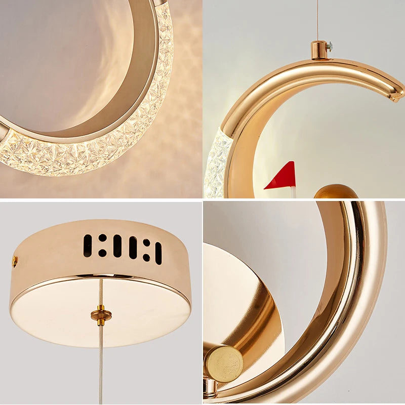 Modern LED Pendant Lights Wall Lamps Ceiling Lamps Acrylic+Alloy Ring/Moon Lamps Indoor Lighting Lustre Home Decor Accessories