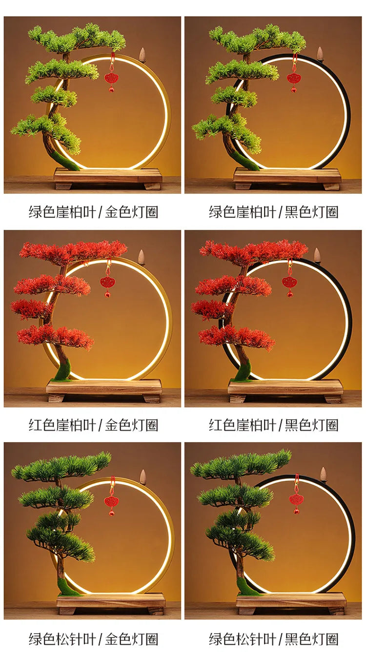 Creative Zen Ornaments Warm Light LED Ring Lamp New Chinese Style Backflow Incense Display Bracket Light Ring Christmas Gifts