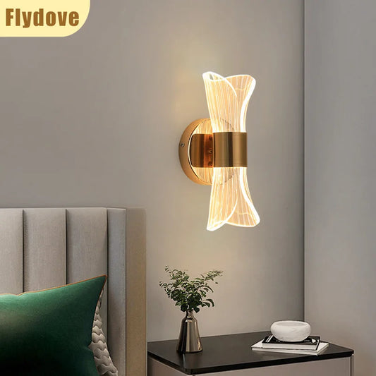 Nordic Modern Luxury Wall Lamp LED Acrylic Background Wall Creative Lamp Bedroom Bedside Hotel Living Room Lighting Decoration