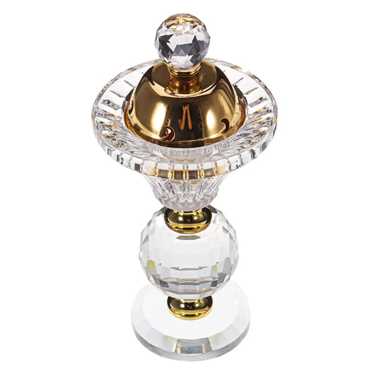Portable 5.9in Crystal Bakhoor Burner Incense Metal Burners Arabian Style Crystal Incense Holder Home Decor