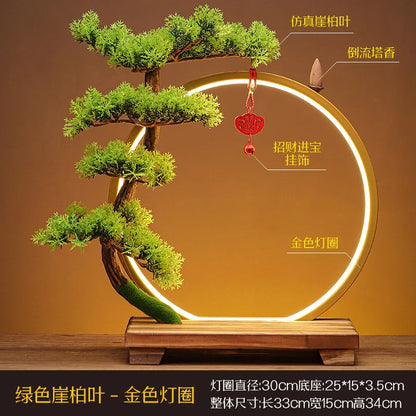 Creative Zen Ornaments Warm Light LED Ring Lamp New Chinese Style Backflow Incense Display Bracket Light Ring Christmas Gifts