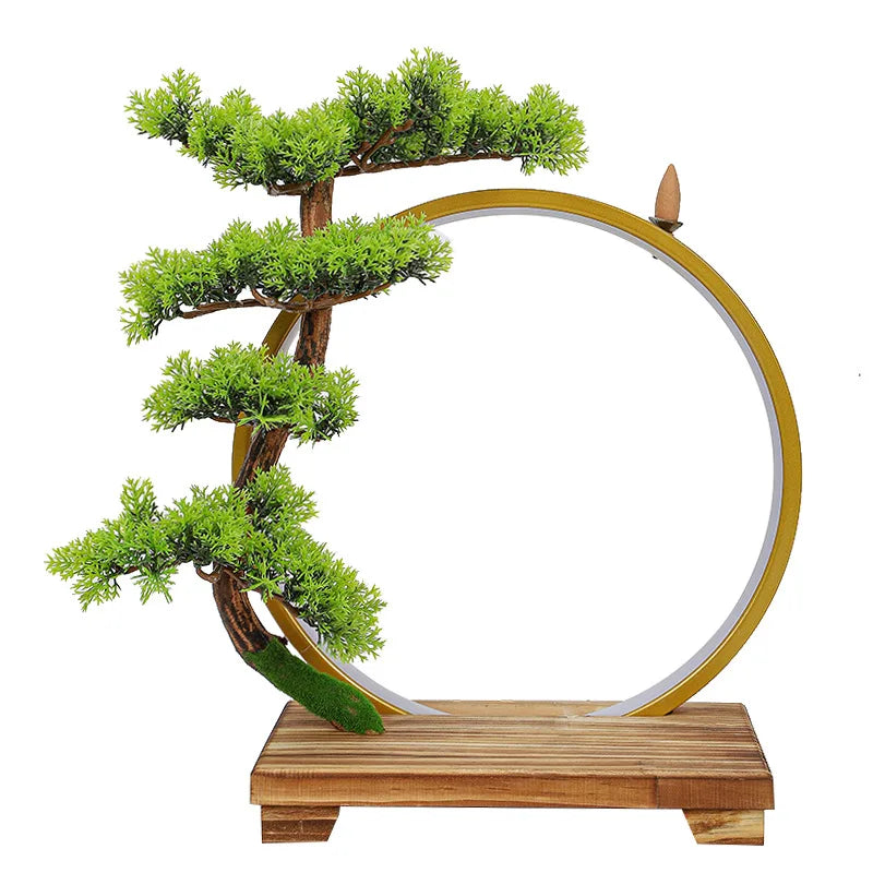 Creative Zen Ornaments Warm Light LED Ring Lamp New Chinese Style Backflow Incense Display Bracket Light Ring Christmas Gifts