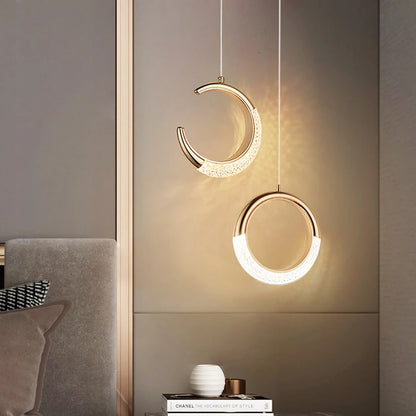 Modern LED Pendant Lights Wall Lamps Ceiling Lamps Acrylic+Alloy Ring/Moon Lamps Indoor Lighting Lustre Home Decor Accessories
