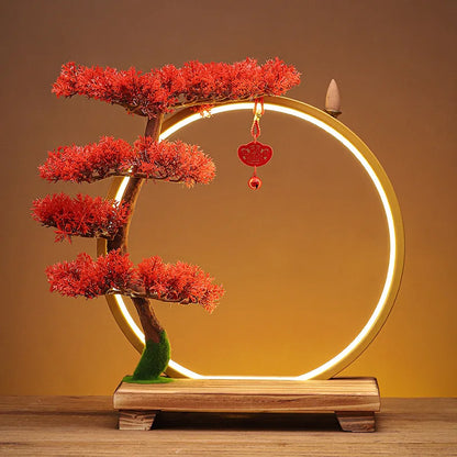 Creative Zen Ornaments Warm Light LED Ring Lamp New Chinese Style Backflow Incense Display Bracket Light Ring Christmas Gifts