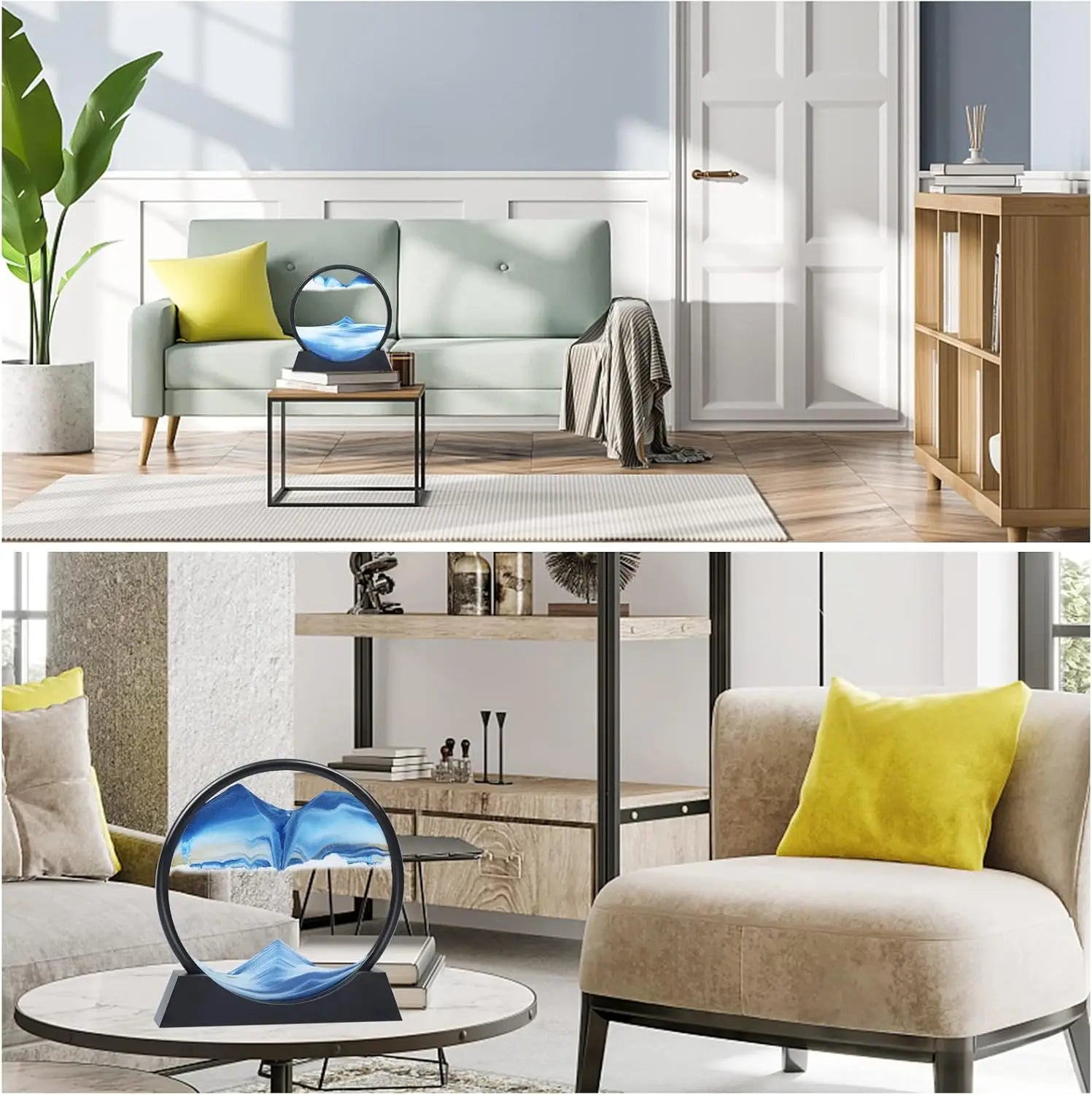 3D Hourglass Quicksand Moving Sand Art Picture Round Glass Deep Sea Sandscape Craft Flowing Painting Office Home Decor Gift New