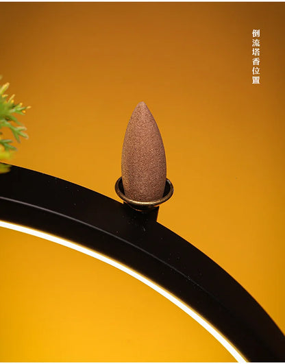 Creative Zen Ornaments Warm Light LED Ring Lamp New Chinese Style Backflow Incense Display Bracket Light Ring Christmas Gifts
