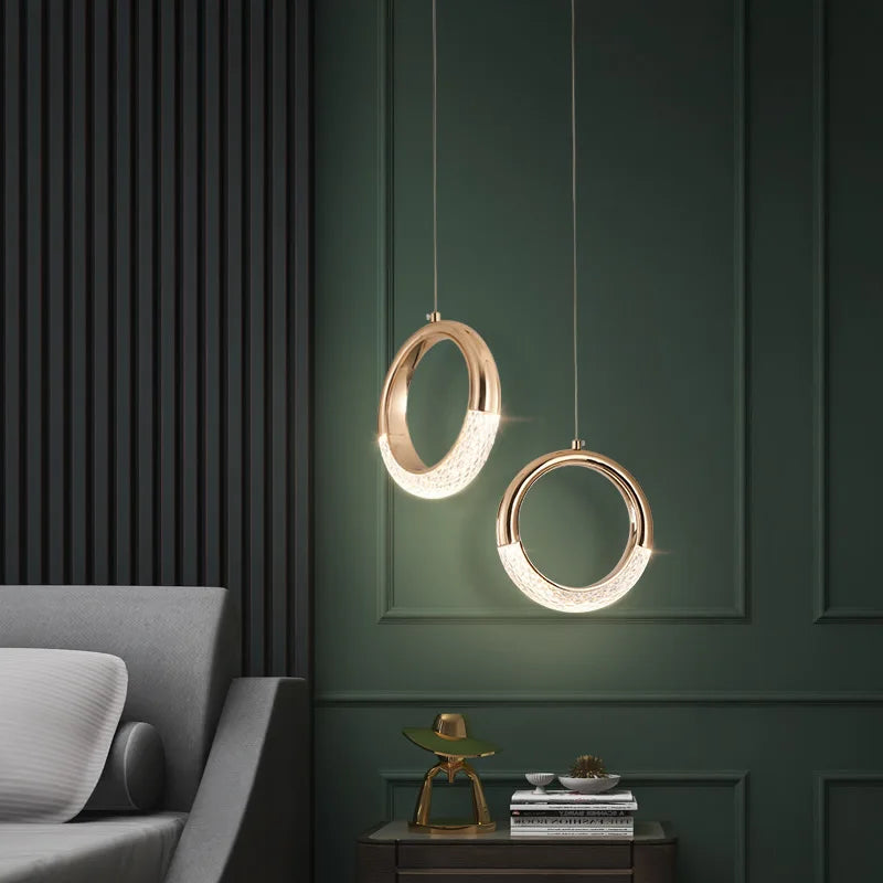 Modern LED Pendant Lights Wall Lamps Ceiling Lamps Acrylic+Alloy Ring/Moon Lamps Indoor Lighting Lustre Home Decor Accessories