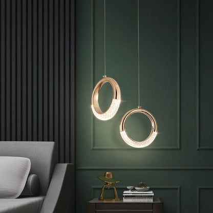 Modern LED Pendant Lights Wall Lamps Ceiling Lamps Acrylic+Alloy Ring/Moon Lamps Indoor Lighting Lustre Home Decor Accessories