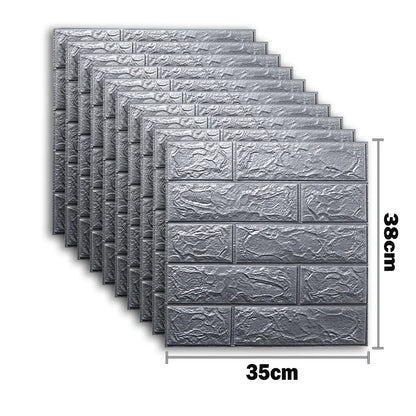 10pcs Self Adhesive Decor 3D Foam Wall Stickers Pane Room Waterproof peel and stick Brick Wallpaper for Interior Decoration