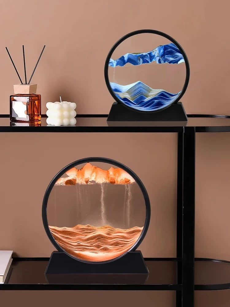 3D Hourglass Quicksand Moving Sand Art Picture Round Glass Deep Sea Sandscape Craft Flowing Painting Office Home Decor Gift New