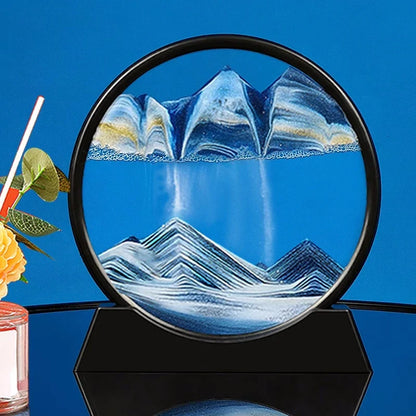 3D Hourglass Quicksand Moving Sand Art Picture Round Glass Deep Sea Sandscape Craft Flowing Painting Office Home Decor Gift New
