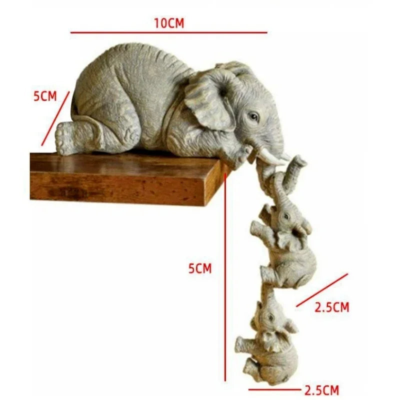 3 Pcs/set Cute Elephant Hug Baby Doll Resin Handicraft Decoration Home Decor Gift Decorative Figurines Miniatures Accessories